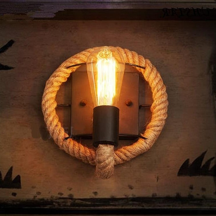 Vintage Rope Wall Lamp - RusticRope-Round-State of Style