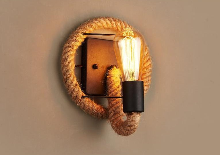 Vintage Rope Wall Lamp - RusticRope-Round-State of Style