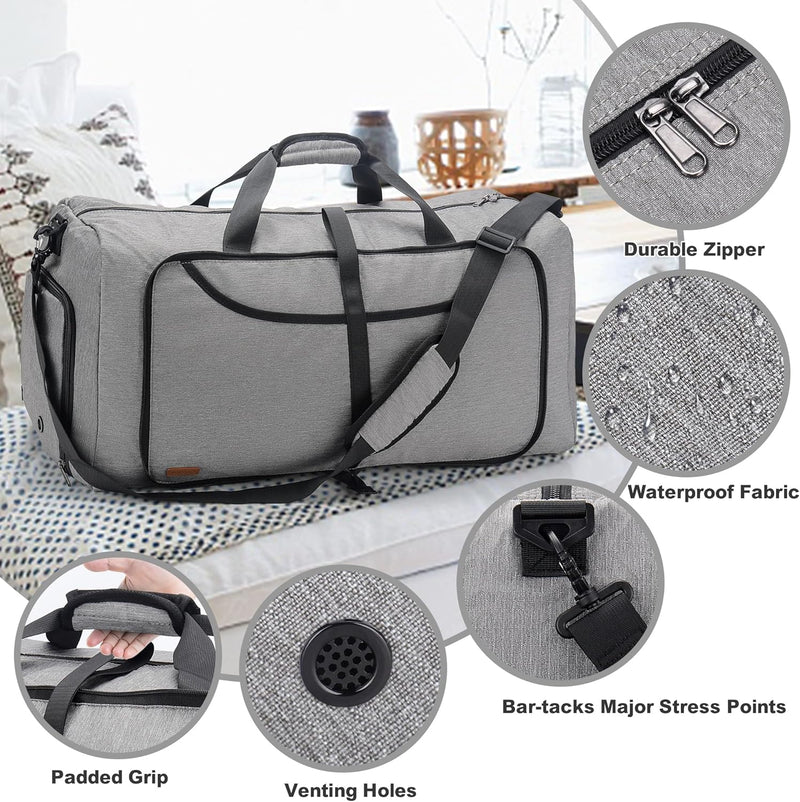 Large Foldable Travel Duffel Bag with Shoe Compartment – Water-Resistant & Durable