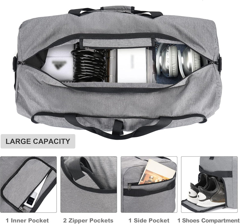 Large Foldable Travel Duffel Bag with Shoe Compartment – Water-Resistant & Durable