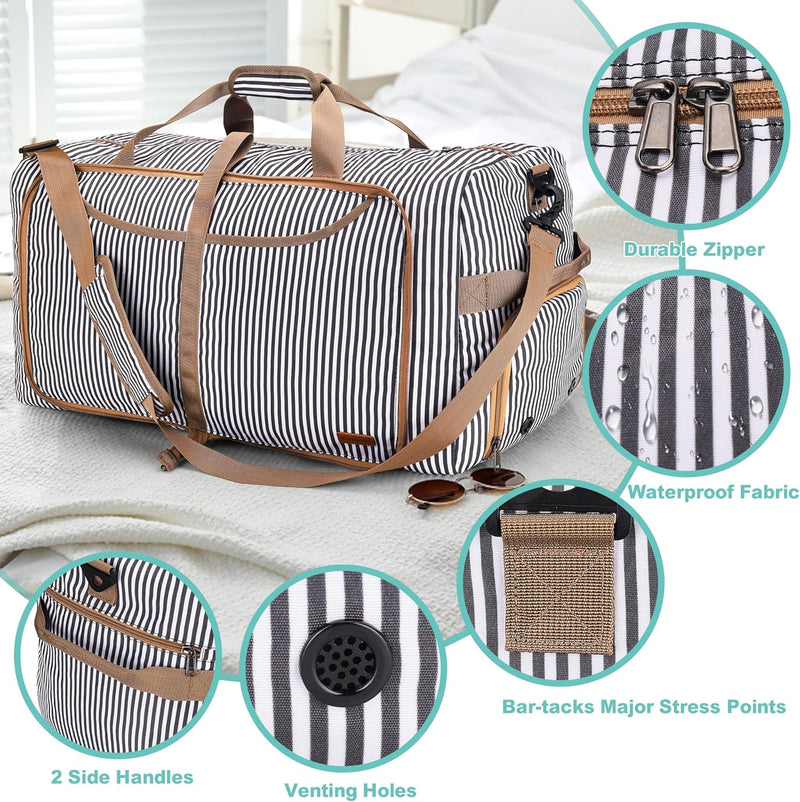 Large Foldable Travel Duffel Bag with Shoe Compartment – Water-Resistant & Durable
