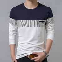 Men's knitted pullover with stripes and colour block design – Matteo