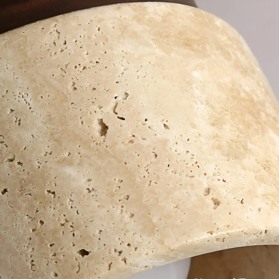 Wabi Sabi Yellow Marble Japanese Ceiling Lamp - TranquilStone-Walnut-State of Style