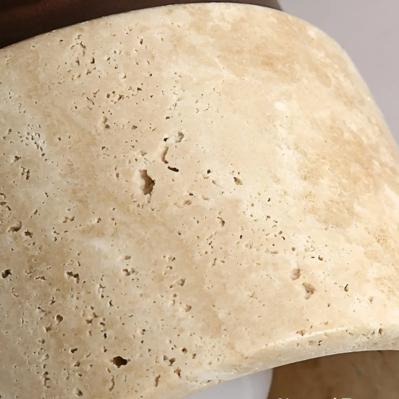 Wabi Sabi Yellow Marble Japanese Ceiling Lamp - TranquilStone-Walnut-State of Style