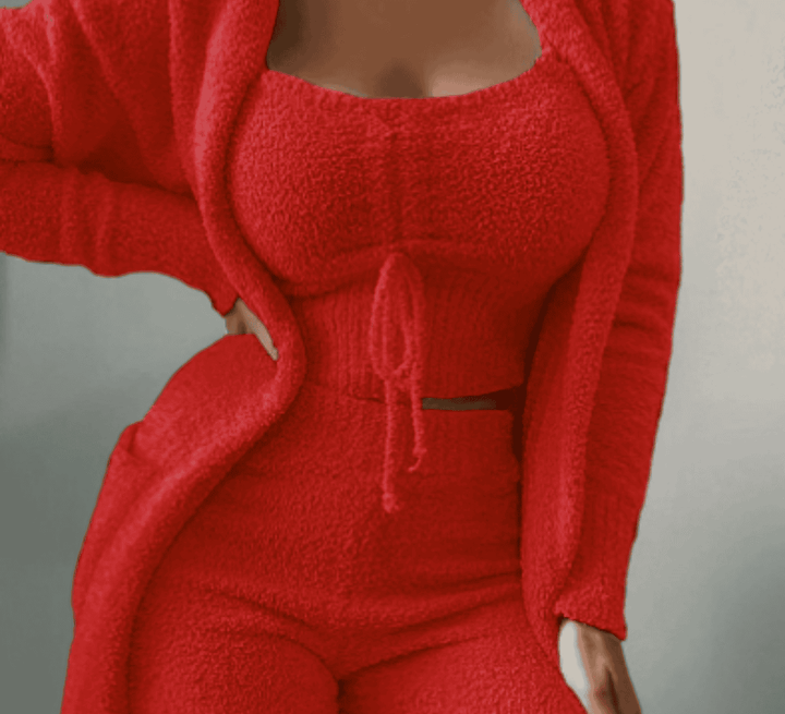 Warm 3-Piece Women's Clothing Set - Ariana-Red-S-State of Style