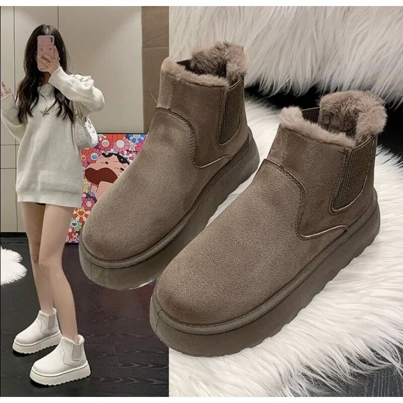 Warm and Comfortable Women's Winter Boots - FrostFlair-Brown-4-State of Style
