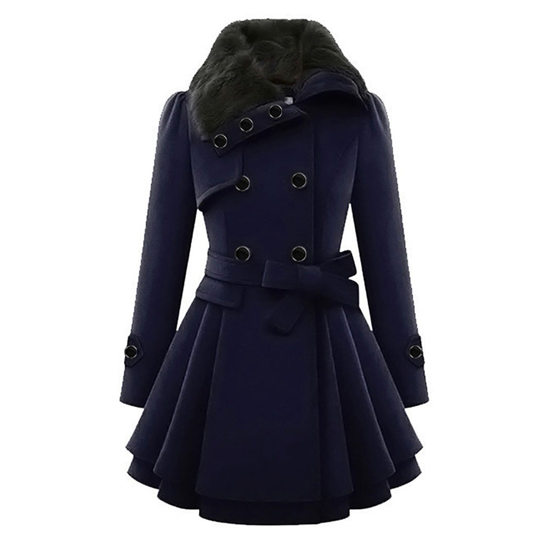Warm and Long Ladies' Winter Coat - Vivienne-Blue-S-State of Style