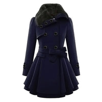 Warm and Long Ladies' Winter Coat - Vivienne-Blue-S-State of Style