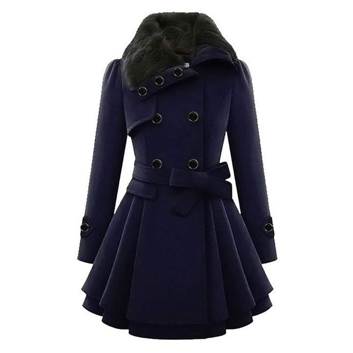 Warm and Long Ladies' Winter Coat - Vivienne-Blue-S-State of Style