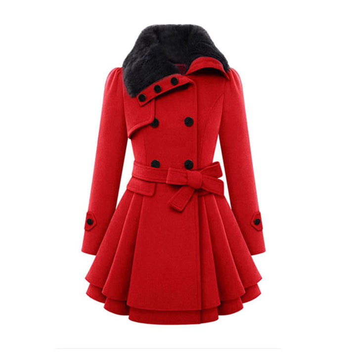 Warm and Long Ladies' Winter Coat - Vivienne-Red-S-State of Style