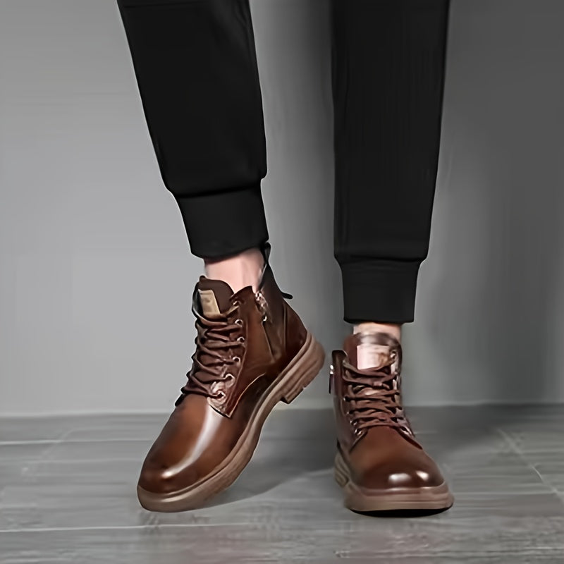 Warm and Stylish Lace-Up Boots for Men - Arvo-Dark Brown-6-State of Style