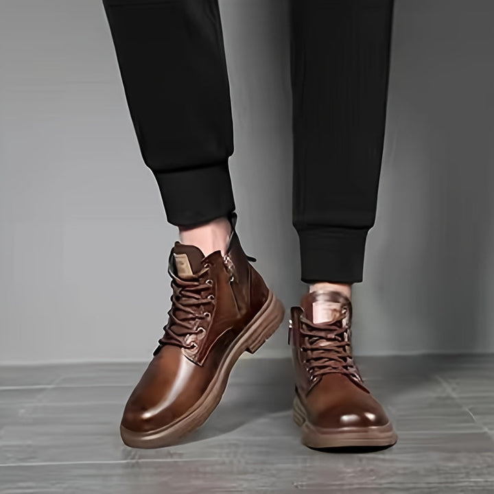 Warm and Stylish Lace-Up Boots for Men - Arvo-Dark Brown-6-State of Style