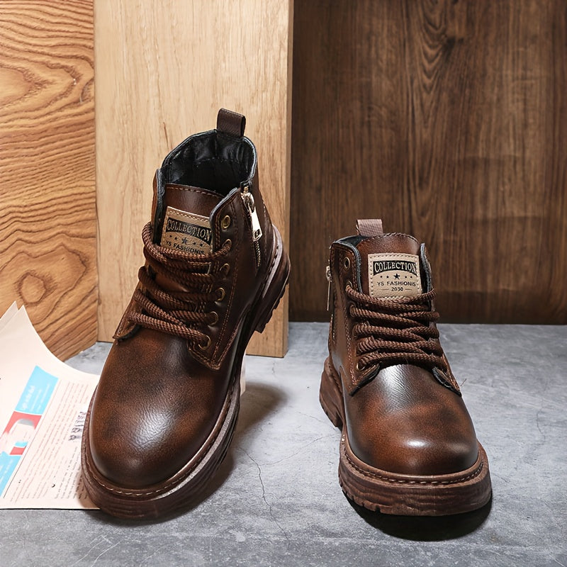 Warm and Stylish Lace-Up Boots for Men - Arvo-Dark Brown-6-State of Style