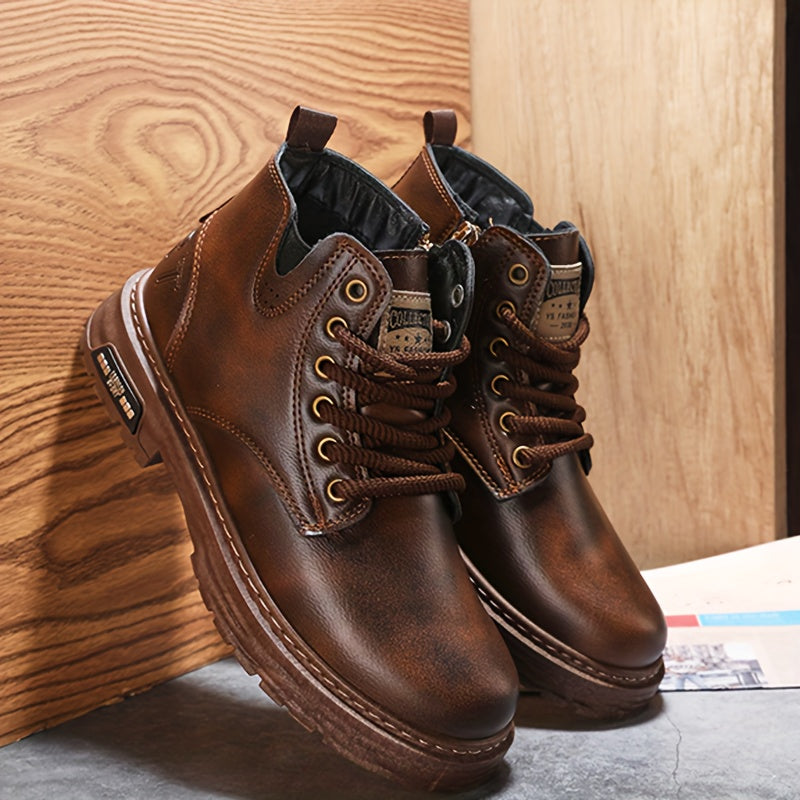Warm and Stylish Lace-Up Boots for Men - Arvo-Dark Brown-6-State of Style