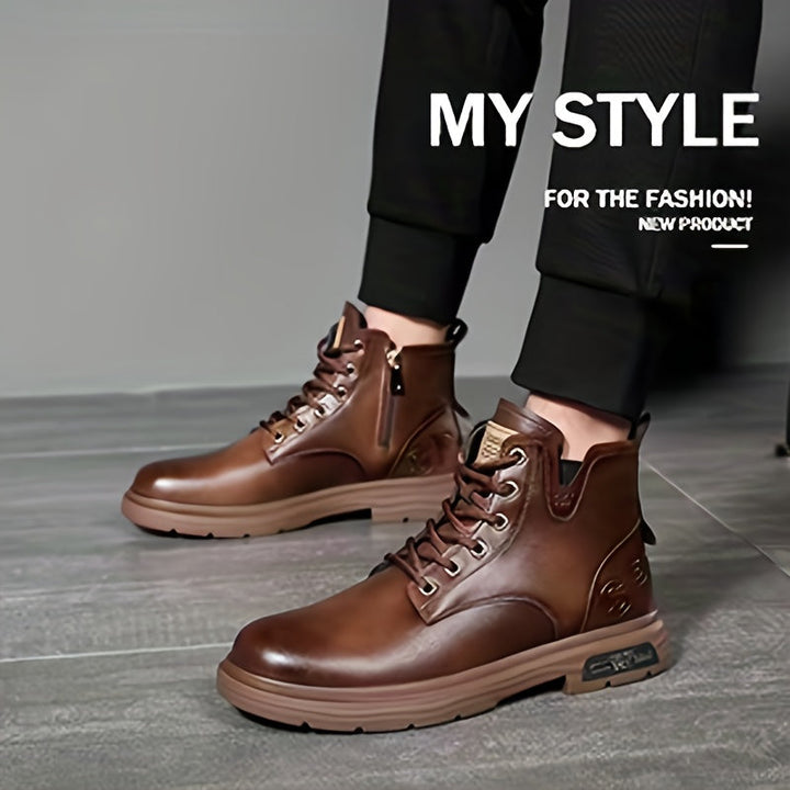 Warm and Stylish Lace-Up Boots for Men - Arvo-Dark Brown-6-State of Style