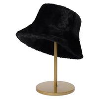 Warm Autumn Bucket Hat made of Rabbit Fur for Ladies - Lorna-Black-State of Style
