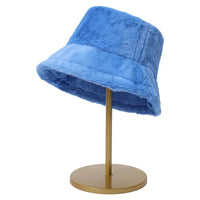 Warm Autumn Bucket Hat made of Rabbit Fur for Ladies - Lorna-Blue-State of Style