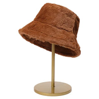 Warm Autumn Bucket Hat made of Rabbit Fur for Ladies - Lorna-Coffee-State of Style