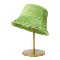 Warm Autumn Bucket Hat made of Rabbit Fur for Ladies - Lorna-Green-State of Style