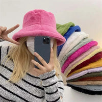 Warm Autumn Bucket Hat made of Rabbit Fur for Ladies - Lorna-Grey-State of Style