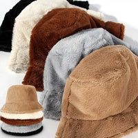 Warm Autumn Bucket Hat made of Rabbit Fur for Ladies - Lorna-Grey-State of Style