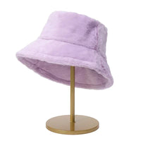 Warm Autumn Bucket Hat made of Rabbit Fur for Ladies - Lorna-Purple-State of Style