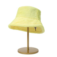Warm Autumn Bucket Hat made of Rabbit Fur for Ladies - Lorna-Yellow-State of Style