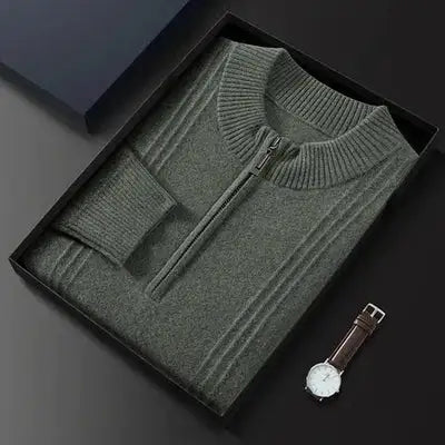 Warm Casual Men's Jumper with Half-Zip - Logan-Beige-S-State of Style