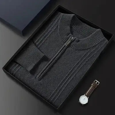 Warm Casual Men's Jumper with Half-Zip - Logan-Black-S-State of Style