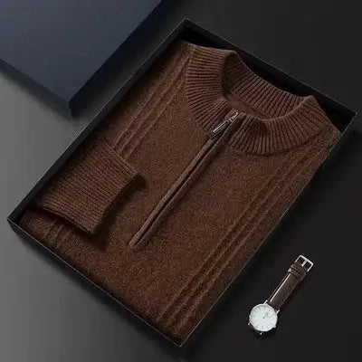 Warm Casual Men's Jumper with Half-Zip - Logan-Brown-S-State of Style