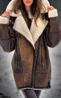 Warm Fleece Jacket for Women - Amara-Brown-S-State of Style