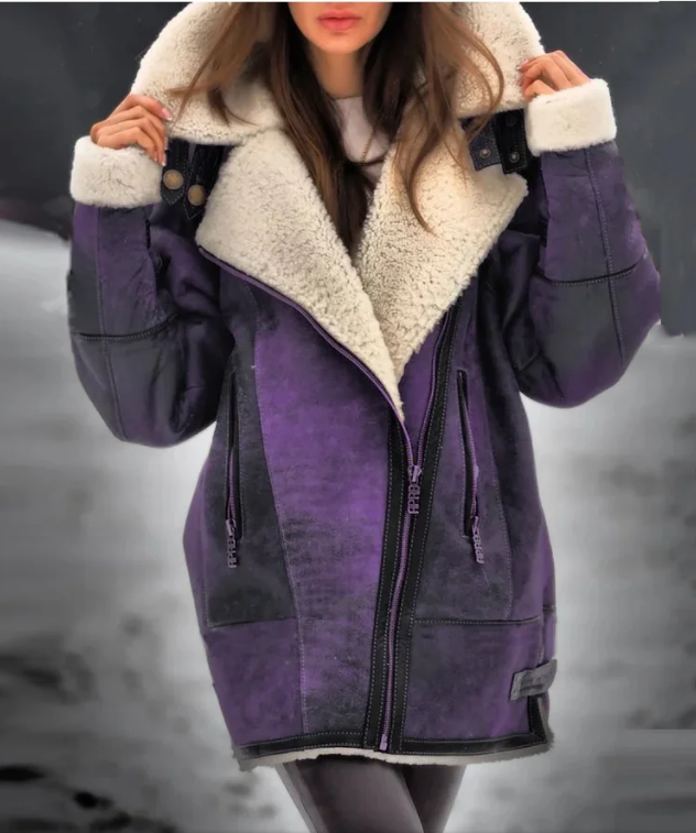 Warm Fleece Jacket for Women - Amara-Purple-S-State of Style
