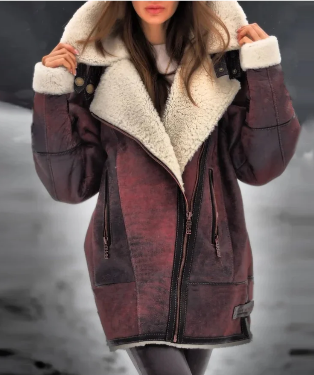 Warm Fleece Jacket for Women - Amara-Red-S-State of Style