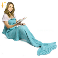 Warm Knitted Mermaid Tail Blanket - MermaidDreams-Blue-State of Style