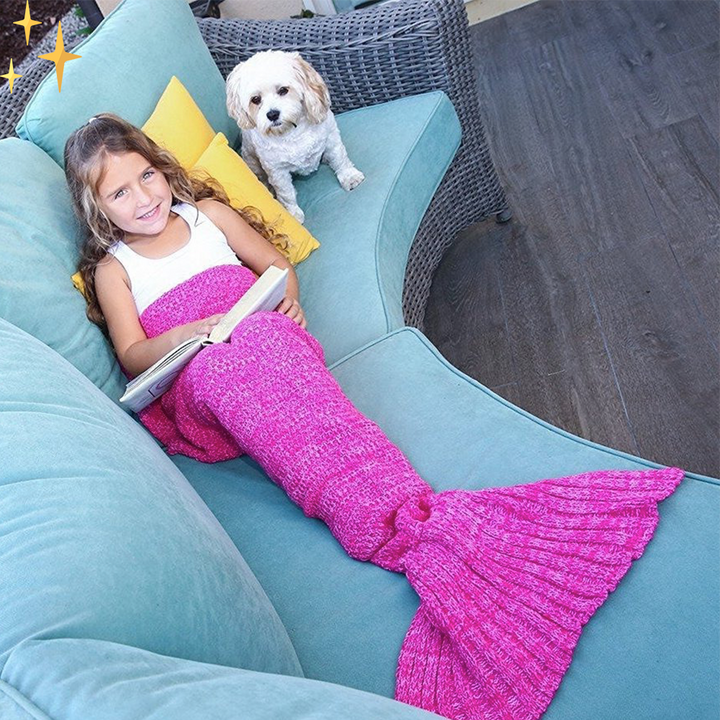 Warm Knitted Mermaid Tail Blanket - MermaidDreams-Green-State of Style