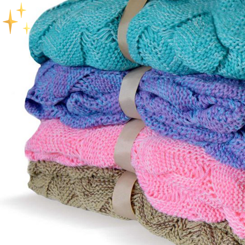 Warm Knitted Mermaid Tail Blanket - MermaidDreams-Green-State of Style