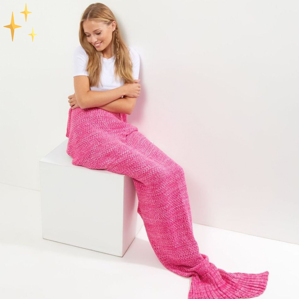 Warm Knitted Mermaid Tail Blanket - MermaidDreams-Pink-State of Style