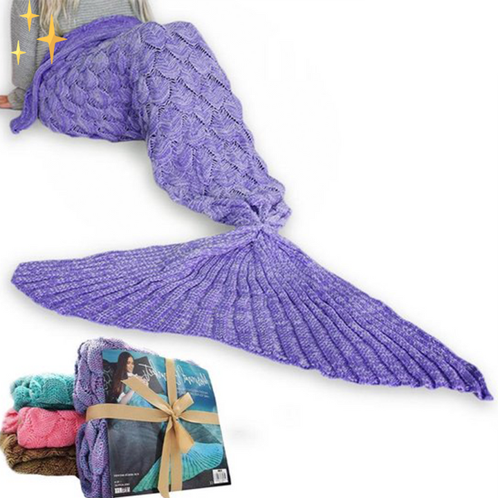 Warm Knitted Mermaid Tail Blanket - MermaidDreams-Purple-State of Style