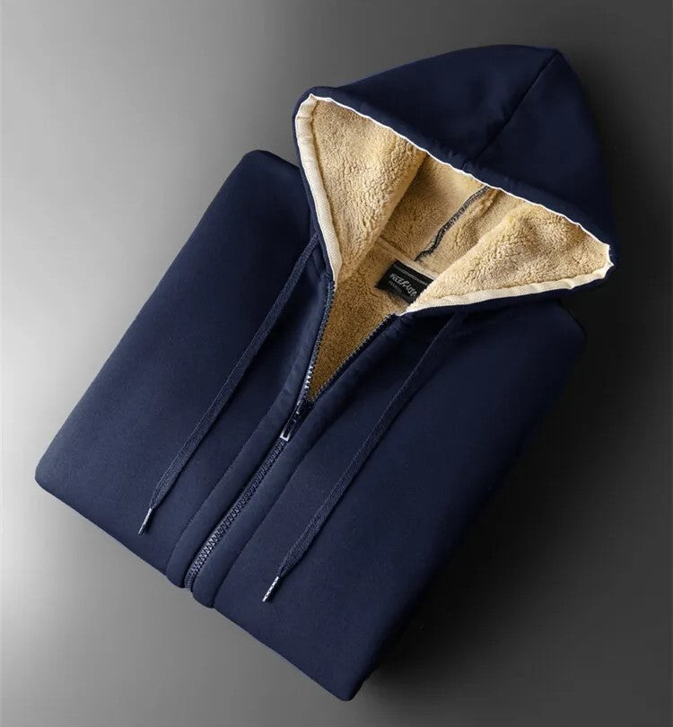 Warm Lamb Hooded Jacket | Oversized & Comfy-Navy Blue-M-State of Style