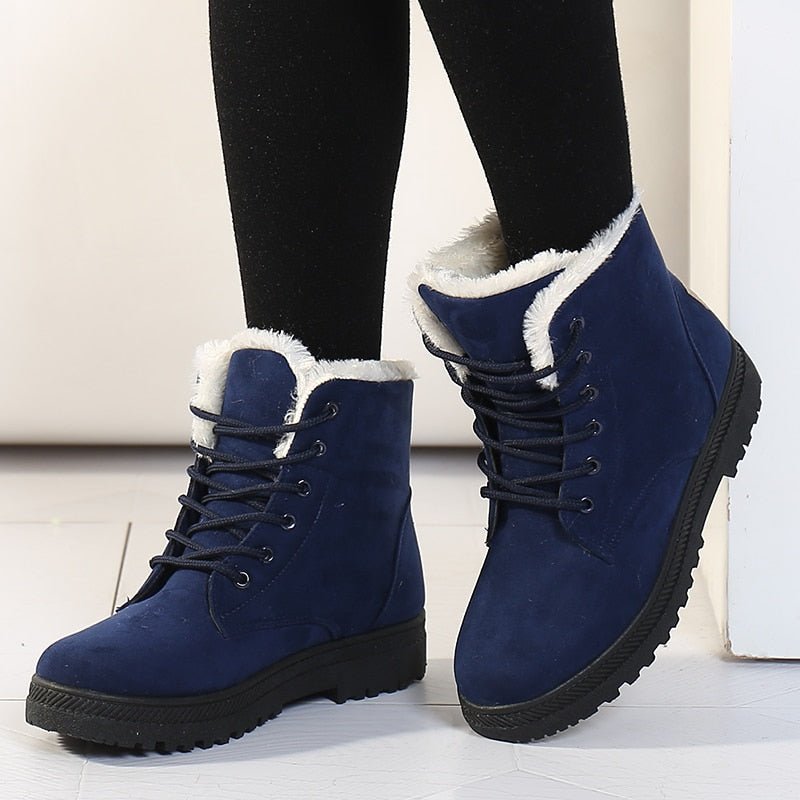 Warm Lined Women's Winter Boots with Laces - Eliza Fur Boot-Black-5-State of Style