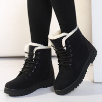 Warm Lined Women's Winter Boots with Laces - Eliza Fur Boot-Black-5-State of Style