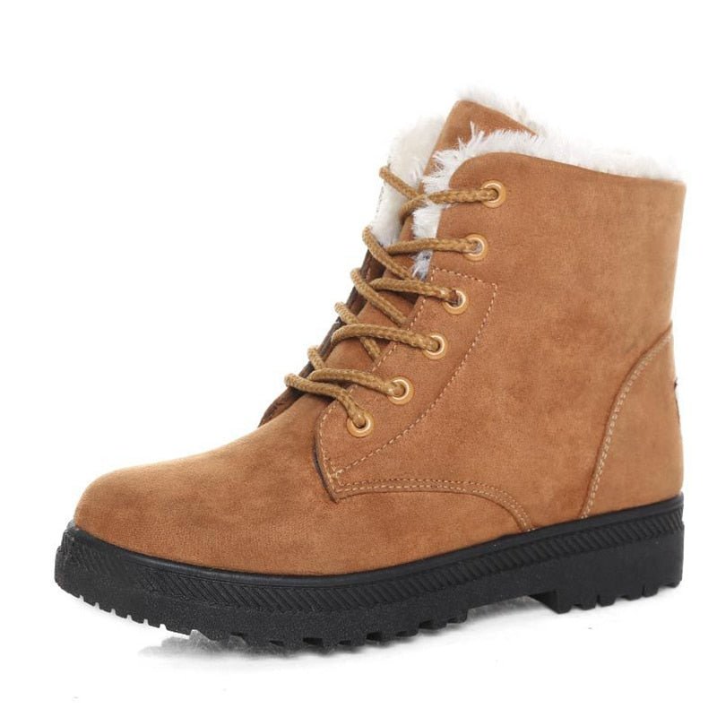 Warm Lined Women's Winter Boots with Laces - Eliza Fur Boot-Brown-5-State of Style