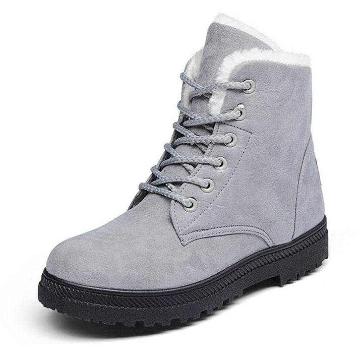 Warm Lined Women's Winter Boots with Laces - Eliza Fur Boot-Grey-5-State of Style