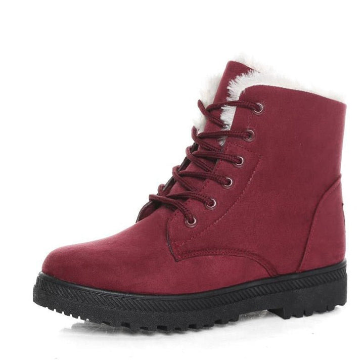 Warm Lined Women's Winter Boots with Laces - Eliza Fur Boot-Red-5-State of Style