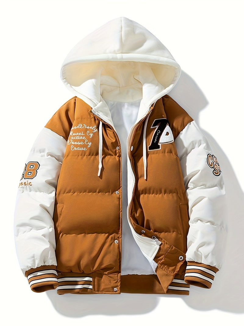 Warm Men's Puffer Jacket with Hood - Emmett-Dark Brown-XS-State of Style