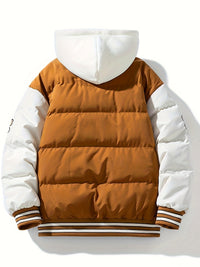 Warm Men's Puffer Jacket with Hood - Emmett-Dark Brown-XS-State of Style