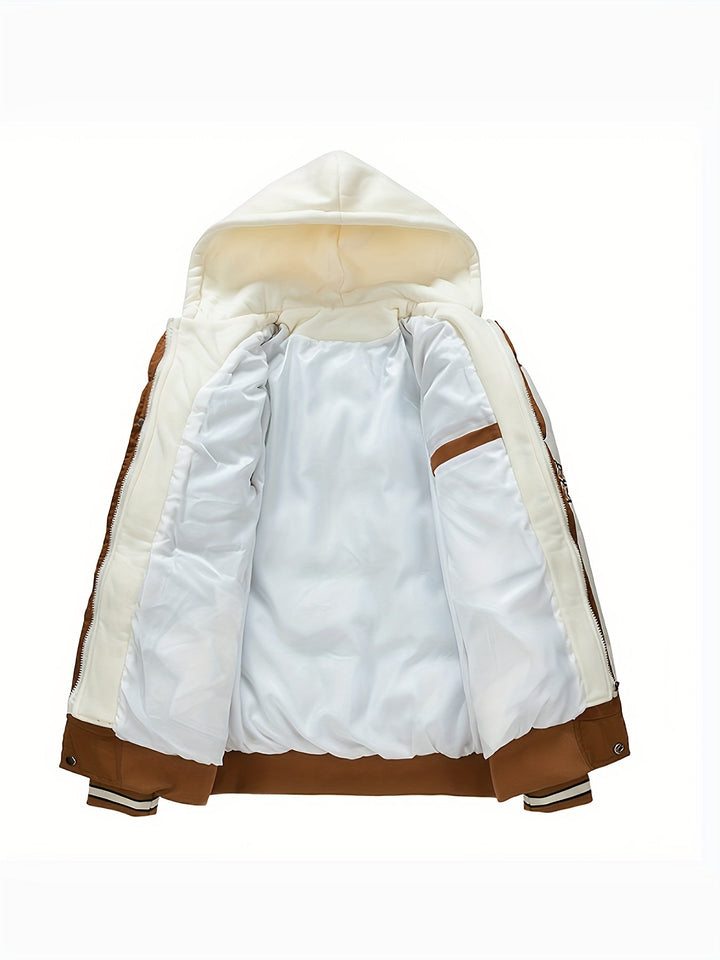 Warm Men's Puffer Jacket with Hood - Emmett-Dark Brown-XS-State of Style