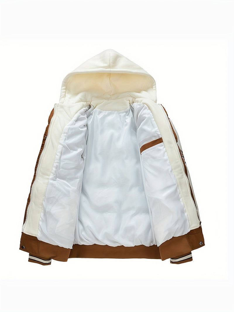 Warm Men's Puffer Jacket with Hood - Emmett-Dark Brown-XS-State of Style