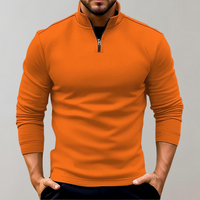 Warm Men's Sweater with Zip - Arlo-Orange-S-State of Style