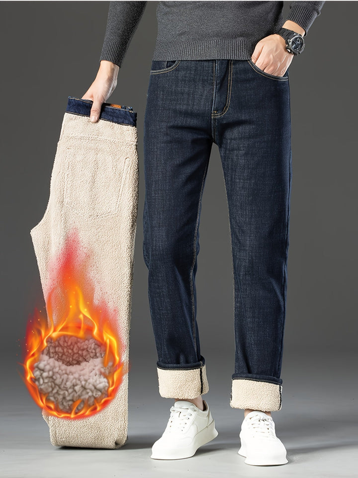 Warm Men's Winter Jeans with Fleece Lining - Grayson-Blue-10-State of Style